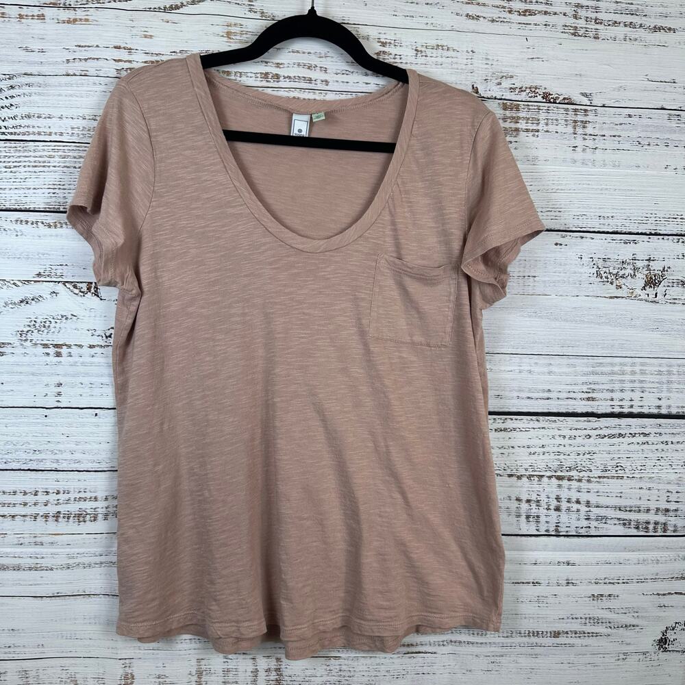 Susina Blush Pink Scoop Neck T Shirt Cotton Stretch Casual Lightweight Womens L